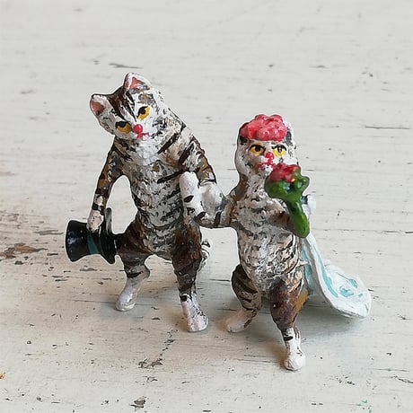 ヴィエナブロンズ　猫のウェディングカップル　 フリッツ・ベルマン工房　証明書付