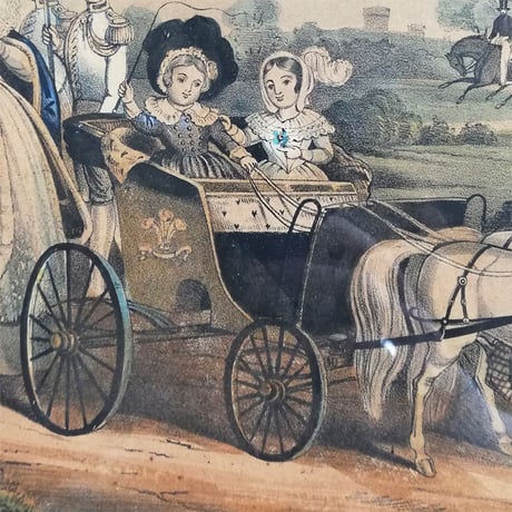 ヴィクトリアン　手彩色版画のフレーム　The Royal Infant's Drive in Windsor Park