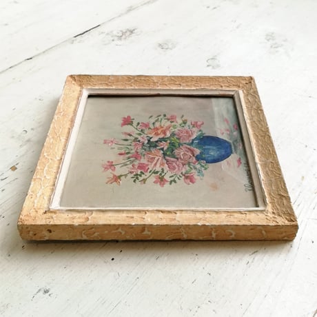 薔薇の油彩画　1948年　フランスヴィンテージ　オイルペイント