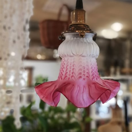 フロストガラス　クランベリーピンク　ペンダントランプ　シェード