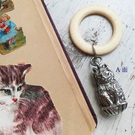 スターリングシルバー　猫のベビーラトル　1930年