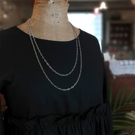 フレンチ　シルバー　ロング　チェーンネックレス