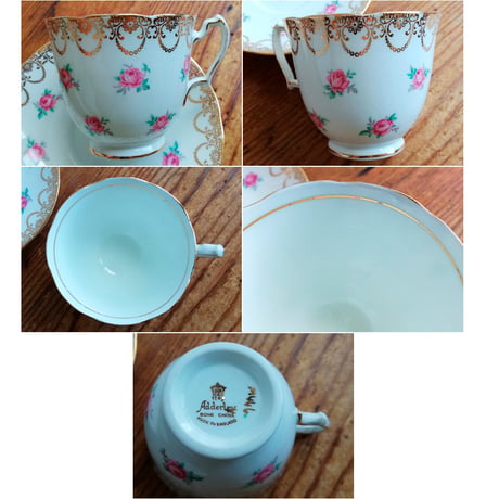 Adderley　アダレイ　金彩と薔薇柄のトリオ