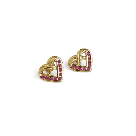 ルビー　ロールドゴールド　スターリングシルバー　ハート　ピアス