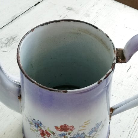 ホーロー　コーヒーポット　パープルのグラデーション　フランスアンティーク