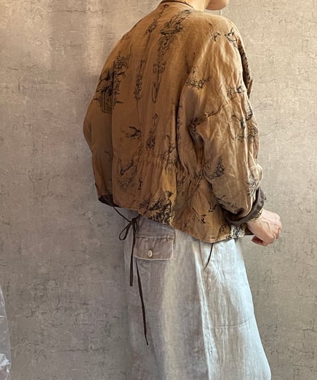 Gauze#  G1206 Florence ROBE - reversible -ベージュ×ブラウン