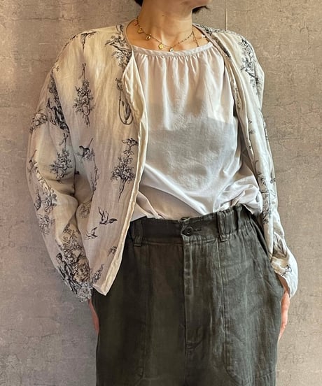 Gauze#  G1206 Florence ROBE - reversible -[LIGHT GRAY-GREIGE]