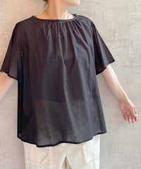 made in Japan   FABRIQUE en planète terre  261-118 ローン半袖ブラウス　ブラック