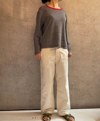 DC-0371　リネンボーダーTEE　BEIGE×BLACK