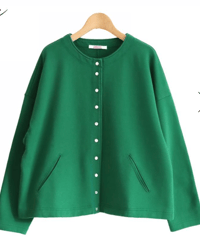 made in Japan   FABRIQUE en planète terre  262-104  oversize snap cardigan　GREEN