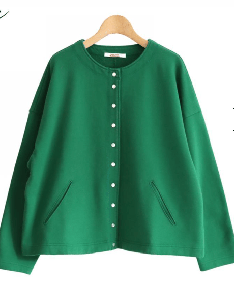 made in Japan   FABRIQUE en planète terre  262-104  oversize snap cardigan　GREEN