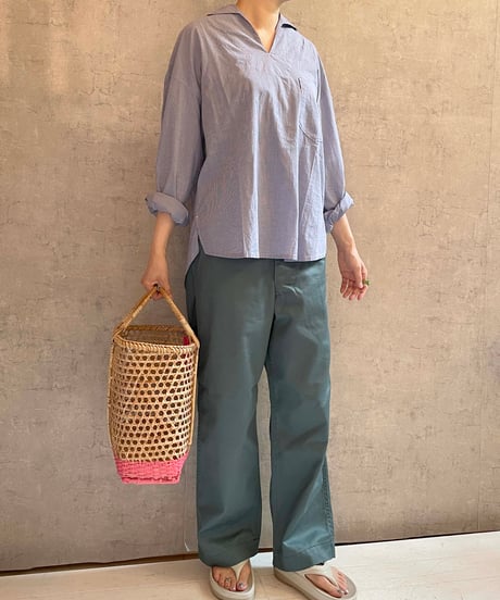 TS-0171　スキッパーシャツ　NAVY GINGHAM