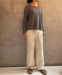 DC-0371　リネンボーダーTEE　BEIGE×BLACK