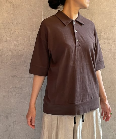 TC-0171　ラフィージャージポロ　BROWN