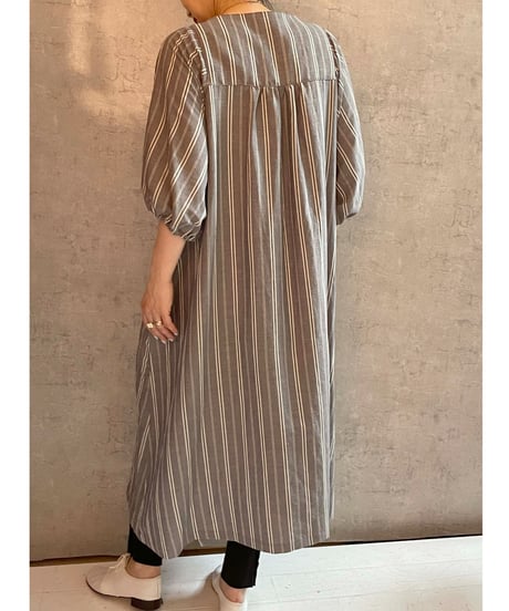 made in Japan   FABRIQUE en planète terre　261-108　麻とレーヨンのストライプワンピース