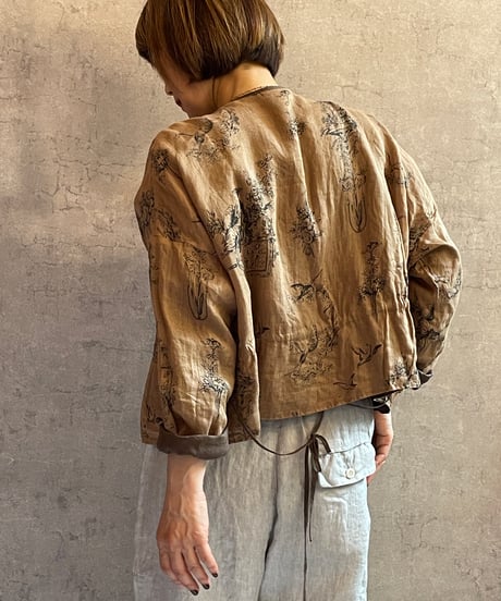 Gauze#  G1206 Florence ROBE - reversible -ベージュ×ブラウン