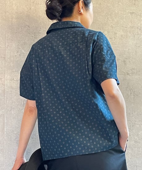 DS-0471　バティックプリントシャツ　DEEP GREEN