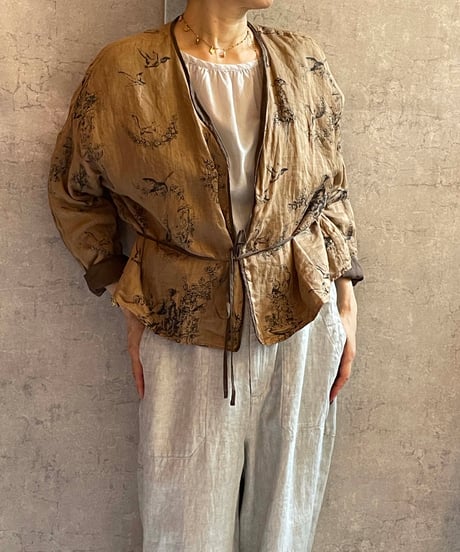 Gauze#  G1206 Florence ROBE - reversible -ベージュ×ブラウン