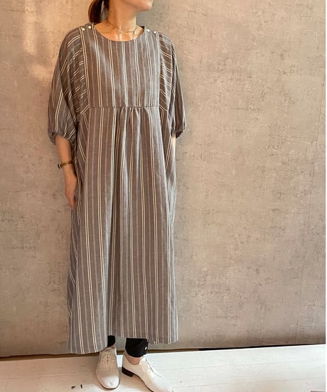 made in Japan   FABRIQUE en planète terre　261-108　麻とレーヨンのストライプワンピース