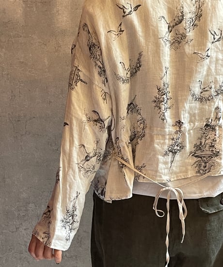 Gauze#  G1206 Florence ROBE - reversible -[LIGHT GRAY-GREIGE]
