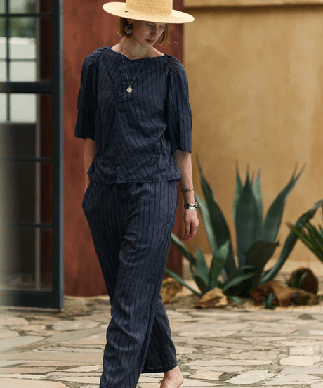 DP-0771　ストライプバレルパンツ　NAVY STRIPE