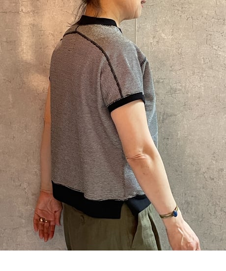 made in japan　Hands of creation  1620824　ラフィスウェーデンカノコ盲縞フレンチTEE