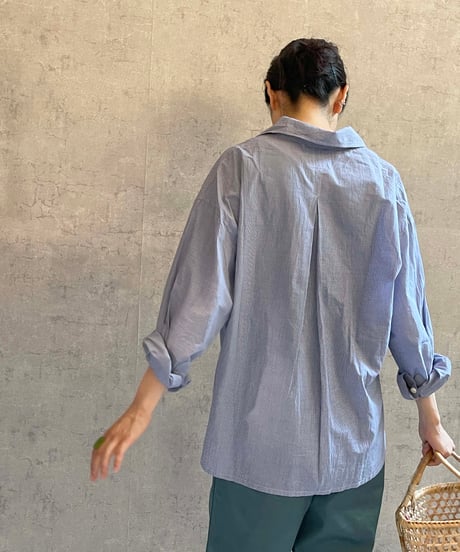 TS-0171　スキッパーシャツ　NAVY GINGHAM