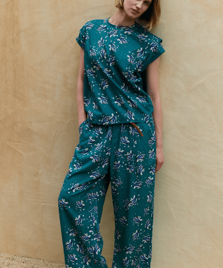 DS-0671　プリントフレンチスリーブシャツ　GREEN