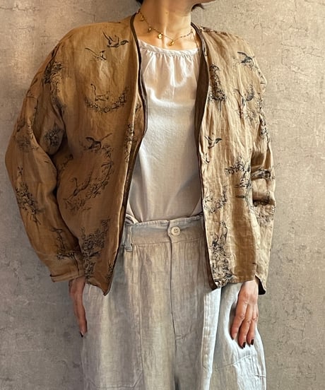 Gauze#  G1206 Florence ROBE - reversible -ベージュ×ブラウン