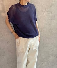 made in japan　Hands of creation  16206709　メッシュ＆フリルフレンチベストプルオーバー　ネイビー