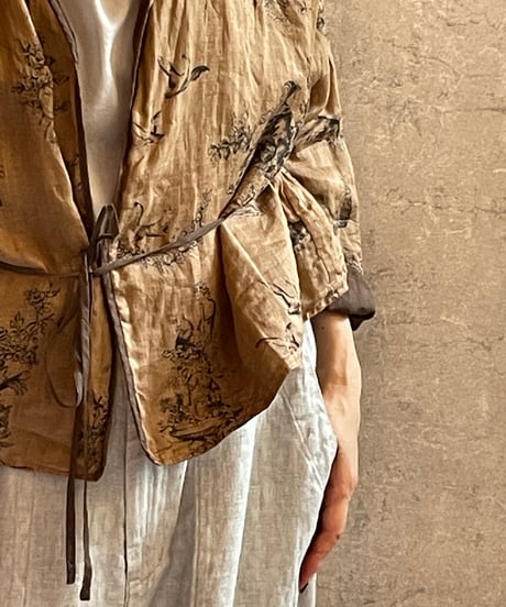 Gauze#  G1206 Florence ROBE - reversible -ベージュ×ブラウン