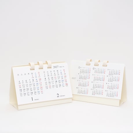 卓上カレンダー ミニ ２カ月 2027【1月始まり】【月曜始まり】【日曜始まり】