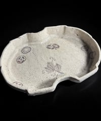蔵出し 菓子器 白釉 草花文 変形皿 瓢箪 菓子皿 取り皿 飾皿 和食器 骨董品 アンティーク