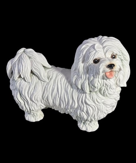 陶器製 マルチーズ オブジェ 可愛い 犬 動物 ガーデニング イヌ 置物 インテリア 雑貨 アンティーク