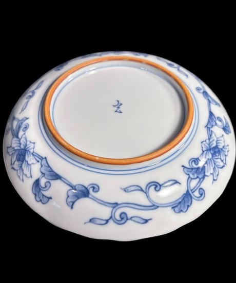 【5客セット】有田焼 光窯 染付 輪花皿 小皿 松竹梅 吉祥文 丸皿 時代物 和食器 陶芸 骨董品 アンティーク