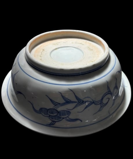 江戸後期 古伊万里 染付 大鉢 草花文図 深鉢 鉢 盛り皿 古美術 時代物 和食器 骨董品 アンティーク