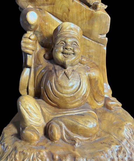 木彫り 大黒天 恵比寿 七福神 木製 大黒様 恵比寿様 開運 縁起物 彫刻 仏像 古美術 インテリア 置物 オブジェ 骨董品 アンティーク