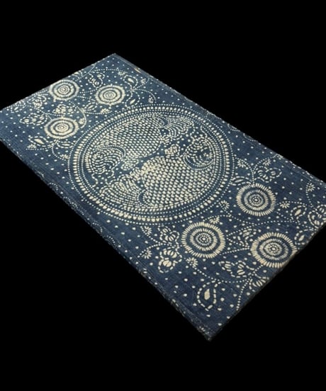 藍染 布張り 草花 壁掛 大判 雑貨 装飾品 木枠 インテリア 和柄 昭和 レトロ アンティーク