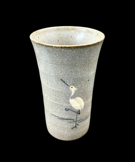 【4客セット】 橘吉 さぎ絵 陶コップ 鷺 時代物 湯呑み 酒器 和食器 陶器 骨董品 アンティーク