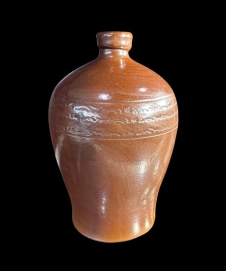 19世紀 ストーンウェア フラゴン ブラウン 水差し 塩釉 茶壺 ジャグ 丸壺 陶器 古美術 時代物 骨董品 アンティーク