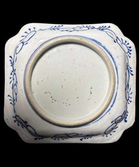 古伊万里 八角絵皿 染付 草花文図 年代物 八角皿 角皿 平皿 盛り皿 飾皿 伊万里 和食器 骨董品 アンティーク