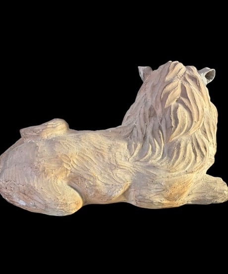 ヴィンテージ 陶器製 獅子 オブジェ 置物 ライオン 庭園 コレクション インテリア 古美術 骨董品 アンティーク
