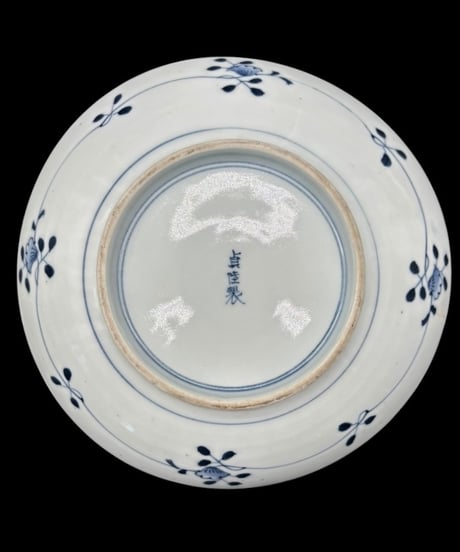 【2枚セット】 明治-大正 貞陸製 古伊万里 染付皿 手描き 松竹梅 丸皿 時代物 陶器 骨董品 アンティーク