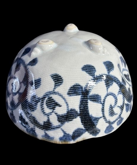 蔵出し 美濃焼 染付 大鉢 唐草模様 菓子器 三ッ脚 鉢 時代物 和食器 陶芸 骨董品 アンティーク