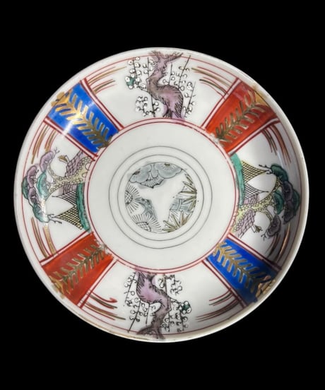 【5客セット】明治期 古伊万里 金彩 色絵 丸皿 松竹梅 時代物 和食器 陶芸 骨董品 アンティーク