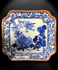 古伊万里 八角絵皿 染付 草花文図 年代物 八角皿 角皿 平皿 盛り皿 飾皿 伊万里 和食器 骨董品 アンティーク