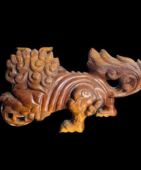 木彫 唐獅子 阿吽 玉乗り 獅子舞 魔除け 置物 コレクション オブジェ 古美術 骨董品 アンティーク
