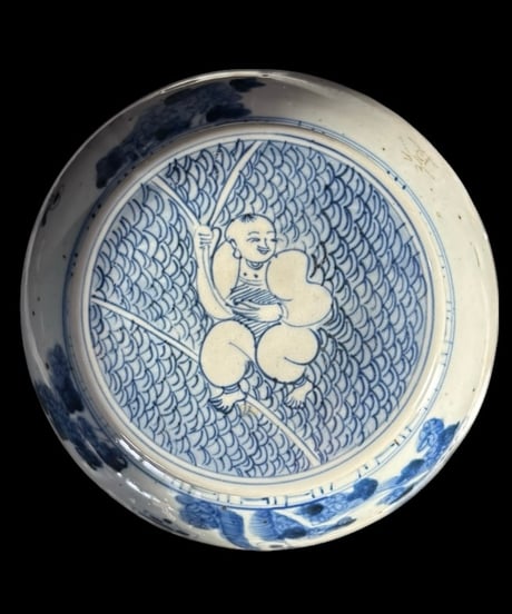 中国磁器 染付 蓋付き壺 青花人物文図 花入れ 花器 丸壺 陶器 中国 古美術 骨董品 アンティーク