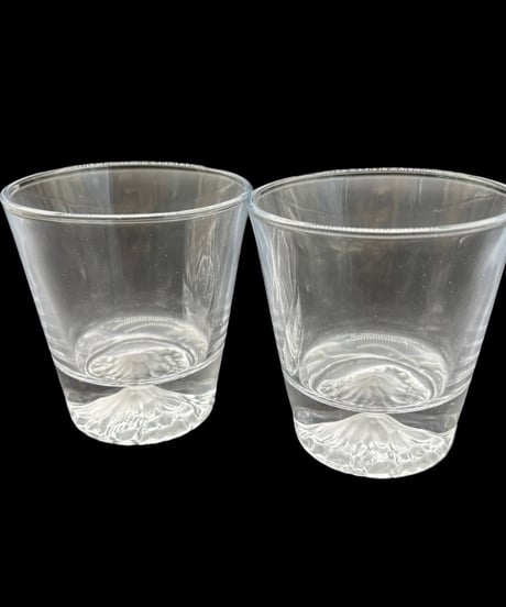 EDO GLASS 富士山 ロックグラス 江戸グラス ペア 共箱 クリスタル 硝子 伝統工芸 古美術 レトロ アンティーク