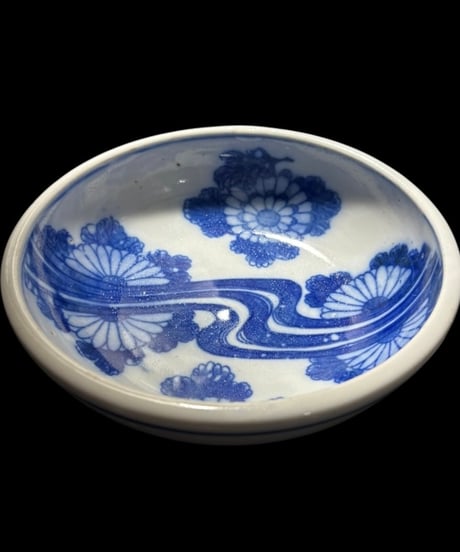 明治期 古伊万里 菊流水紋様 浅鉢 印判 丸皿 盛り鉢 古美術 時代物 和食器 骨董品 アンティーク